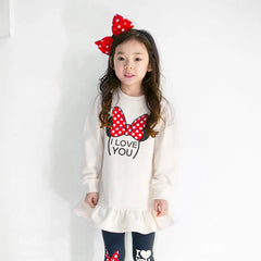 Retail and wholesle 2025 spring and autumn toddler girl clothing sets children clothes kids top with bow+striped leggings 2pcs