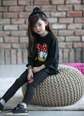 Retail and wholesle 2025 spring and autumn toddler girl clothing sets children clothes kids top with bow+striped leggings 2pcs