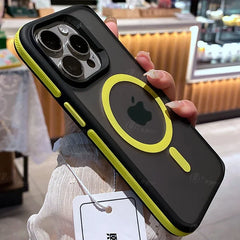 New Bicolor Matte Frosted Magnetic Phone Case For iPhone 17 16 15 14 Plus 13 12 11 Pro Max Translucent Shockproof Hard Cover