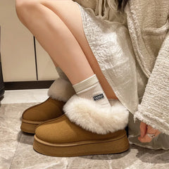 Faux Fur Winter Boots for Women Non Slip Plush Snow Boots Woman Thick Bottom Warm Cotton Shoes Platform Botas Mujer