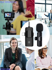 4 in 1 Professional Wireless Lavalier Microphone for IPhone/iPad/Android/Smartphone/Camera/Computer for Interviews Video Podcast