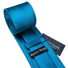 Barry.Wang Solid Silk Mens Tie Hankerchief Cufflinks Brooch Set Jacquard Plain Necktie Corsage For Male Wedding Party Events