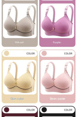Mom Brassiere Without Steel Ring Breathable Gathered Ladies Underwear Non-magnetic Thin Cup Glossy Obese Female Ladies Bra