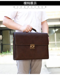 Maleta New Male Bring Password Lock Briefcase Diagonal Package Genuine Leather Computer Laptop Bag Men Messenger Luxury Handbags