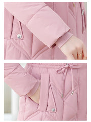 Women Down Cotton Jacket 2025 Mid Long Warm Ladies Outerwear Slim High-End Loose Women.
