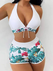 High-Waist Floral Bikini Set – Sporty & Stylish Summer Swimwear
