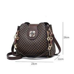 New Women Handbag Bag Luxury Design Bucket Shoulder Crossbody Bag Flip Check Print Large Capacity Single Shoulder Straddle Bag