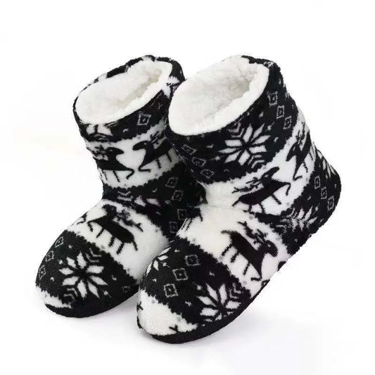 2pcs Women Warm Floor Socks Winter Thickened Plush Anti Skid Boots Soft Furry Indoor Shoes Christmas New Year Slipper Shoes Boot