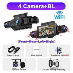  Dashcam for cars 4 Channel Black Box WiFi Driving Camera FHD 1080P Night Vision Loop Recording 24H Parking Mode car accessorie