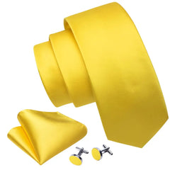 Barry.Wang Solid Silk Mens Tie Hankerchief Cufflinks Brooch Set Jacquard Plain Necktie Corsage For Male Wedding Party Events