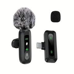 Wireless Lapel Microphone with Clip USB Type-C Connector Noise Cancellation Mic for Streaming Unidirectional Polar Pattern
