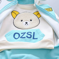 New Autumn Winter Baby Girl Clothes Children Boys Thickened Hooded Vest T-Shirt Pants 3Pcs/Sets Toddler Costume Kids Tracksuits