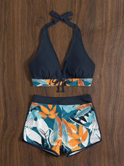 High-Waist Floral Bikini Set – Sporty & Stylish Summer Swimwear