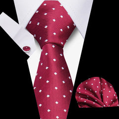 Elegant Ties For Men Gift Fashion Men Tie Set Striped Luxury Necktie Handchief Cufflinks 3 Pcs Business Wedding Suit Accessories