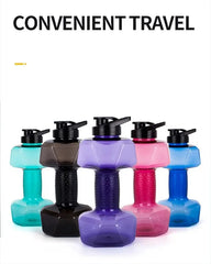 1pc 1500ml High Capacity Plastic Dumbbell Shaped Portable Water Bottle Creative Fitness Dumbbells Sport Bottle