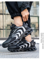 Rotary Buckle Work Sneakers Protective Shoes Lightweight Safety Shoes Puncture-Proof Anti-smash Steel Toe Shoes Work Boots Men