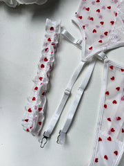 Best Girlfriend gift for birthday, romantic heart-shaped lace ruffle lingerie set.
