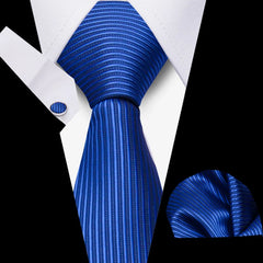 Elegant Ties For Men Gift Fashion Men Tie Set Striped Luxury Necktie Handchief Cufflinks 3 Pcs Business Wedding Suit Accessories