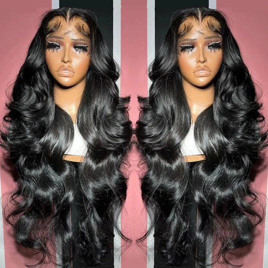 40 Inch 13x6 HD Transparent Lace Frontal Wig Body Wave Wigs Human Hair 200 Density Water Wave Brazilian 100% Raw Remy For Women