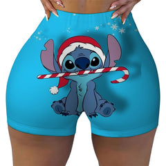 Custom Stitch Ohana Cartoon Gym Biker Running Shorts Women's Workout Yoga Shorts