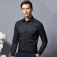 New Anti-Wrinkle Men's Shirts Long Sleeve Dress Shirts For Men Slim Fit Camisa Social Business Blouse Pocket White Shirt S-4XL