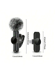 Wireless lavalier microphone, mini microphone, suitable for mobile live streaming, video recording and recording