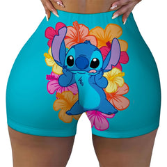 Custom Stitch Ohana Cartoon Gym Biker Running Shorts Women's Workout Yoga Shorts
