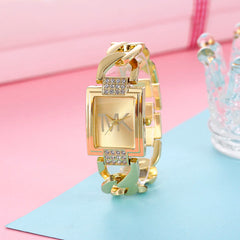 Fashion Square Dial Stainless Steel Strap Women's Bracelet Quartz Watch