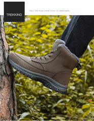 New Men Winter Snow Boots For Waterproof Leather Sneakers Super Warm Men's Boots Outdoor Male Hiking Boots Work Shoes Size 39-48