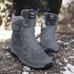 New Winter Men Snow Boots Fur Plush Warm Men Ankle Boots Plus Size Waterproof Men Boots Outdoor Non-Slip Hiking Boots Work Shoes