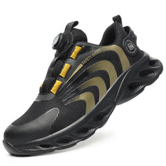Rotary Buckle Work Sneakers Protective Shoes Lightweight Safety Shoes Puncture-Proof Anti-smash Steel Toe Shoes Work Boots Men