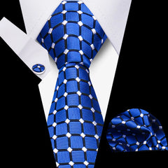 Elegant Ties For Men Gift Fashion Men Tie Set Striped Luxury Necktie Handchief Cufflinks 3 Pcs Business Wedding Suit Accessories