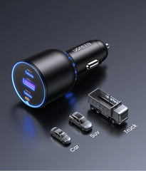 UGREEN 130W USB C Car Charger For Xiaomi iPhone 17 Samsung Galaxy S24 Laptops Tabet PD3.0 Fast Charging USB Type C Car Charger