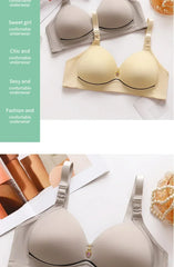 Mom Brassiere Without Steel Ring Breathable Gathered Ladies Underwear Non-magnetic Thin Cup Glossy Obese Female Ladies Bra