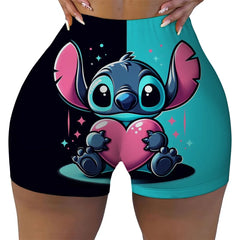 Custom Stitch Ohana Cartoon Gym Biker Running Shorts Women's Workout Yoga Shorts