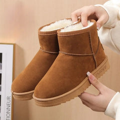 Cotton Shoes Women's Winter Boots 2024 New Snow Boots Women Plus Fleece Thickened Warm Flat Short Boots Women Non-slip Boots