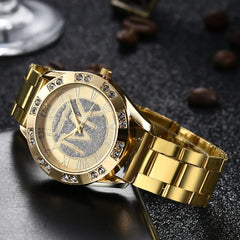 Women Crystal Diamond Watches Luxury Brand Gold WristWatch Stainless Steel Women's Watch Clock Leisure Reloj Mujer