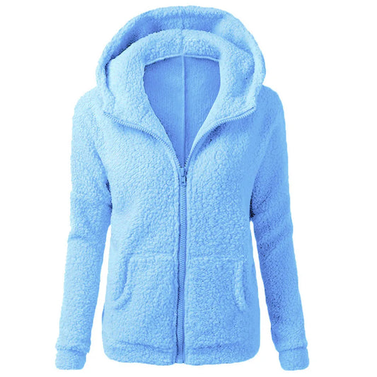 Women's Solid Color Plush Jacket Winter Vintage Casual