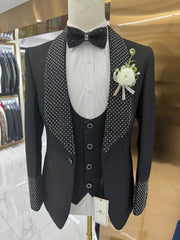 Man Suit Fine Pressed Diamond Men's Wedding Casual Host Suit 3 Pieces Wedding Suits for Men