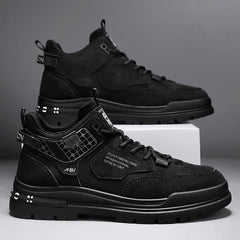 New winter fleece high-top men's boots Comfortable work shoes warm waterproof.