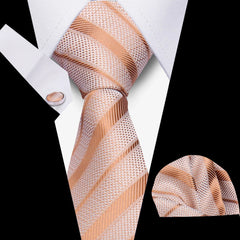 Elegant Ties For Men Gift Fashion Men Tie Set Striped Luxury Necktie Handchief Cufflinks 3 Pcs Business Wedding Suit Accessories