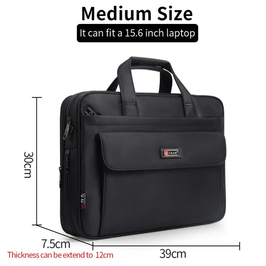 Business men's briefcase canvas waterproof large capacity 15.6 inch 17 inches laptop bag work business bag office messenger bag
