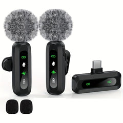 Wireless Lapel Microphone with Clip USB Type-C Connector Noise Cancellation Mic for Streaming Unidirectional Polar Pattern