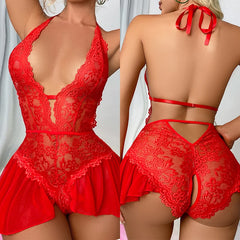 Erotic Hot Sexy Costume Teddy Baby Doll Naked Woman Sleepwears Open Crotch Bra Exotic Underwear Pajamas Lace Dress Sexy Lingerie