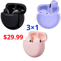 3×1 Special, Pro 6 TWS Bluetooth Earphones Wireless Bluetooth Headset Noise Cancelling Earbuds with Mic Pro6 Wireless Headphones for IPhone