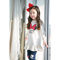 Retail and wholesle 2025 spring and autumn toddler girl clothing sets children clothes kids top with bow+striped leggings 2pcs