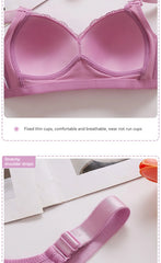 New large size luxury women's bra push up lace lace without steel ring comfortable breathable adjustable ladies underwear