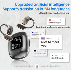 UYUXIO AI Translating Earphone OWS Real Time Translation Earbuds with 144 Languages Ear Buds with LCD Touch Screen Headphone