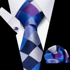 Elegant Ties For Men Gift Fashion Men Tie Set Striped Luxury Necktie Handchief Cufflinks 3 Pcs Business Wedding Suit Accessories