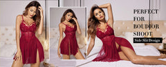 New Sexy Nightgown White Lace Babydoll Set Women's Romantic Sheer Floral Lingerie Flowy Skirt Chemise Mini Dress Hot Sale Nighty